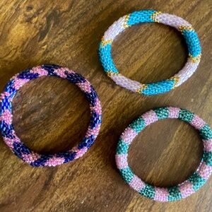 (3) glass beaded bracelets